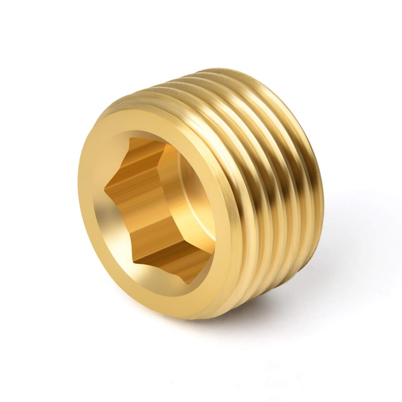 GASHER 25Pcs Brass Pipe Fitting,1/8" 1/4" 3/8" 1/2" 3/4" NPT Brass Internal Hex Thread Socket Pipe Plug Set - Image 2
